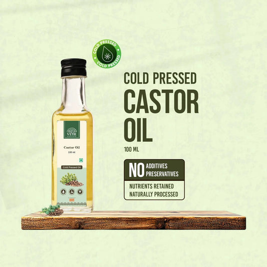 Veyr Organics Cold Pressed Castor Oil 100ml bottle for skincare and haircare benefits