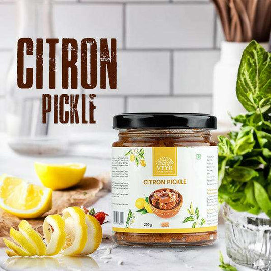 Citron Pickle 200g jar with vibrant yellow pickle chunks