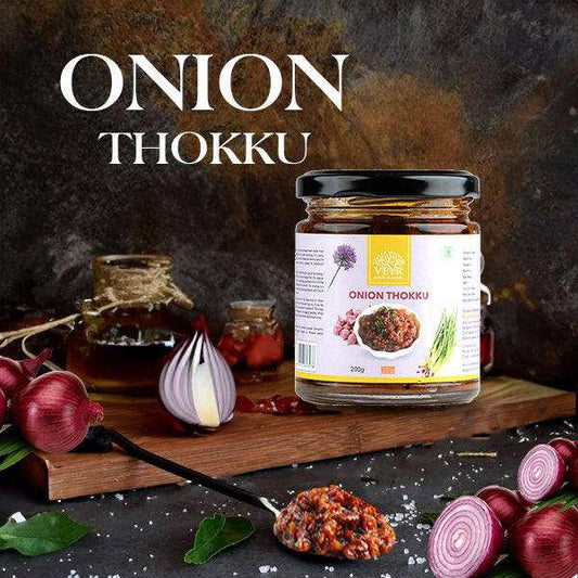 Onion Thokku 200g jar with spicy onion pickle inside