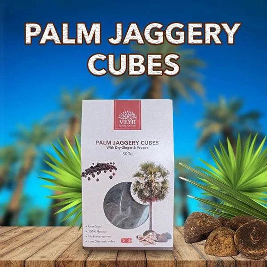 Veyr’s Palm Jaggery Cubes nutritious traditional sweetener made from palm sap and dry ginger