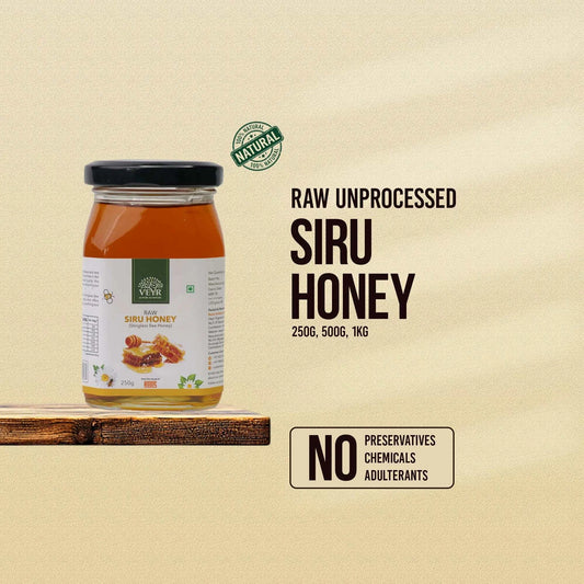 Jar of pure stingless bee honey (Siru Honey) showcasing natural, nutrient-rich honey from tropical stingless bees